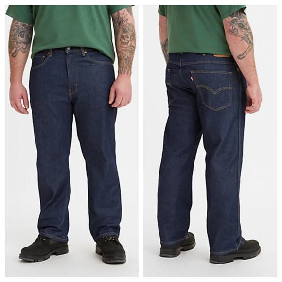 NEW Levi's Western Fit Jeans Mens 38x29 Straight Leg 100% Cotton Blue Denim Dark - Picture 1 of 10